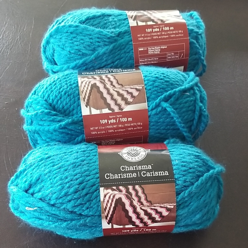 Charisma Yarn in Vibrant Blue 3 Skeins 2 Matching dye Lots